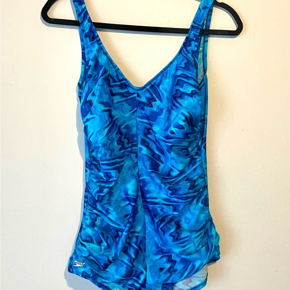 Speedo Blue Swirl One-Piece Swimsuit - Picture 9 of 9